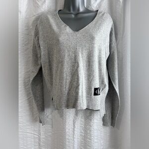 Calvin Klein Women's V-Neck Gray Sweater